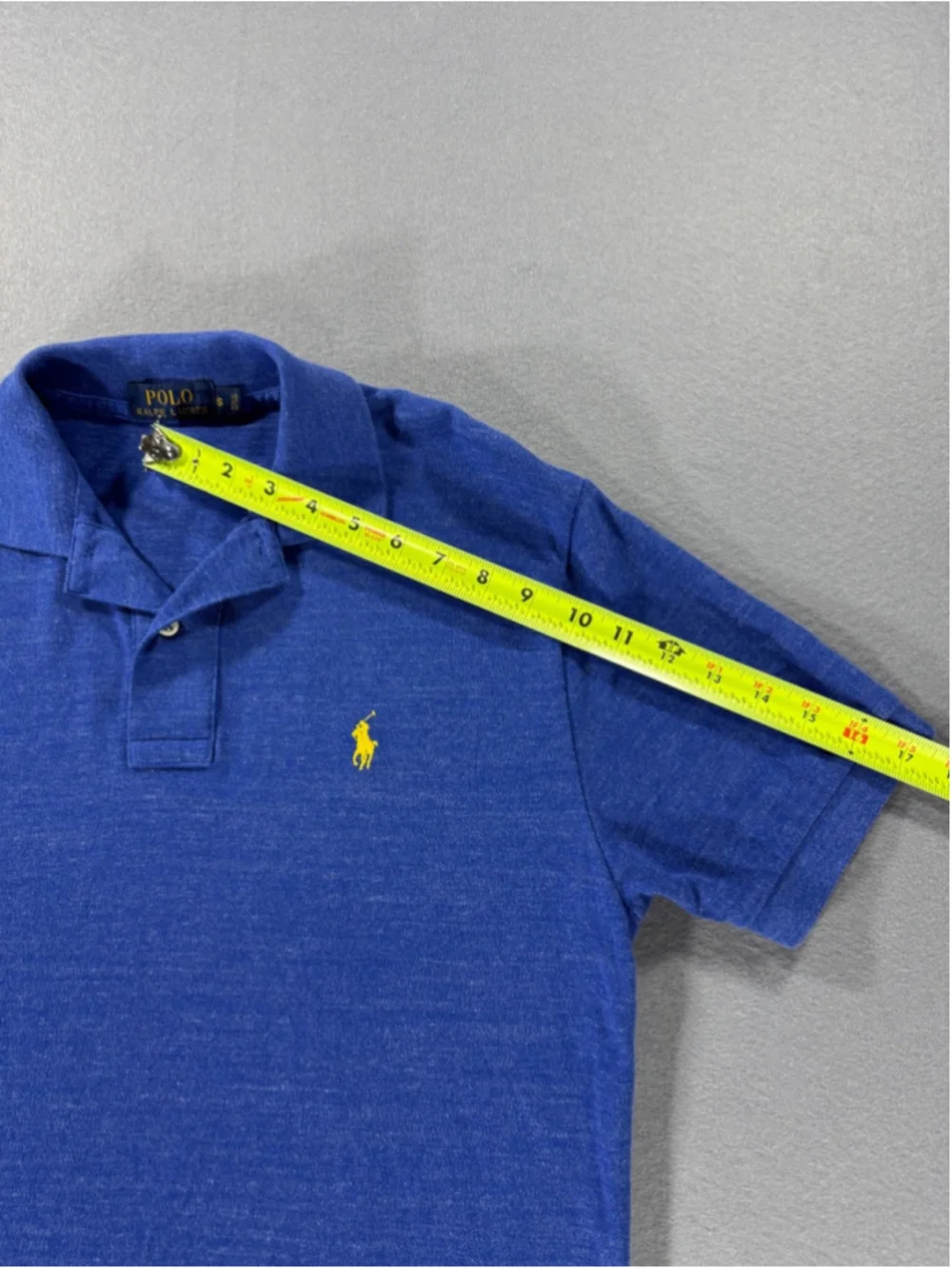 Ralph Lauren Blue Polo Shirt with Yellow Emblem Size Small